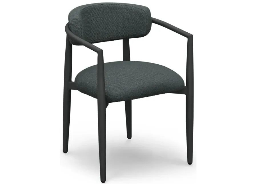 Annika Black Textured Outdoor Dining Arm Chair-Black