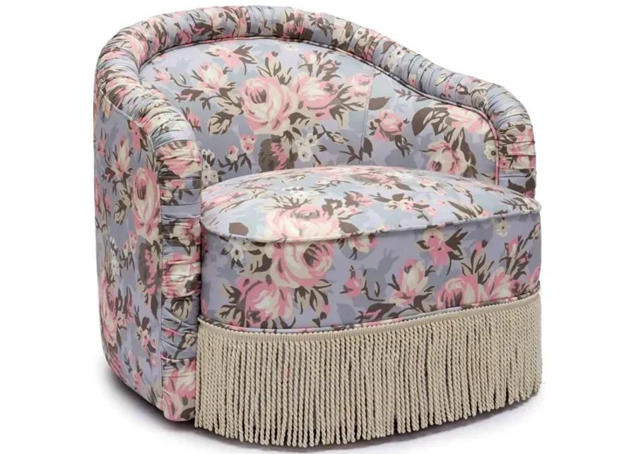 Pamela Spring Floral Print Tasseled Lounge Chair-Multi