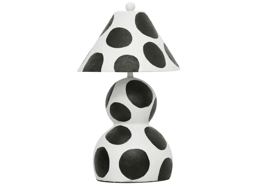 Lerici Black and White Papier Mache Table Lamp-Black and White