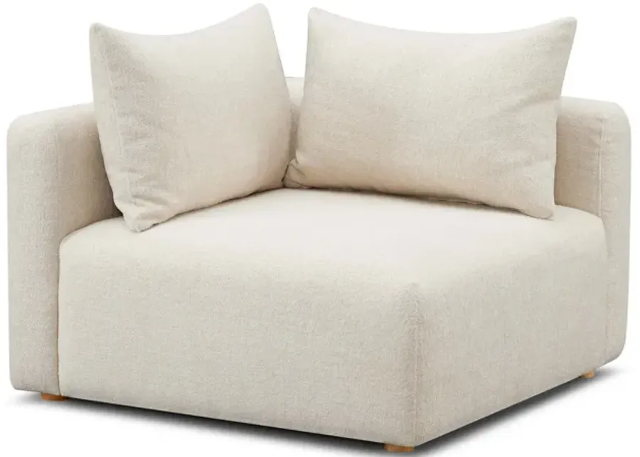 Hangover Cream Heavy Textured Fabric Modular Corner Chair-Cream
