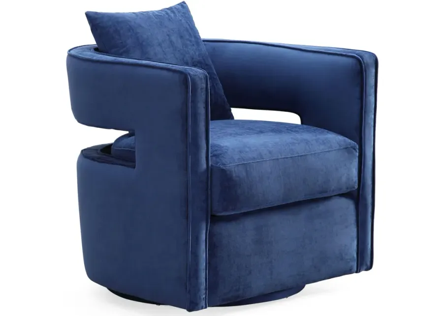 Kennedy Navy Velvet Swivel Chair-Navy