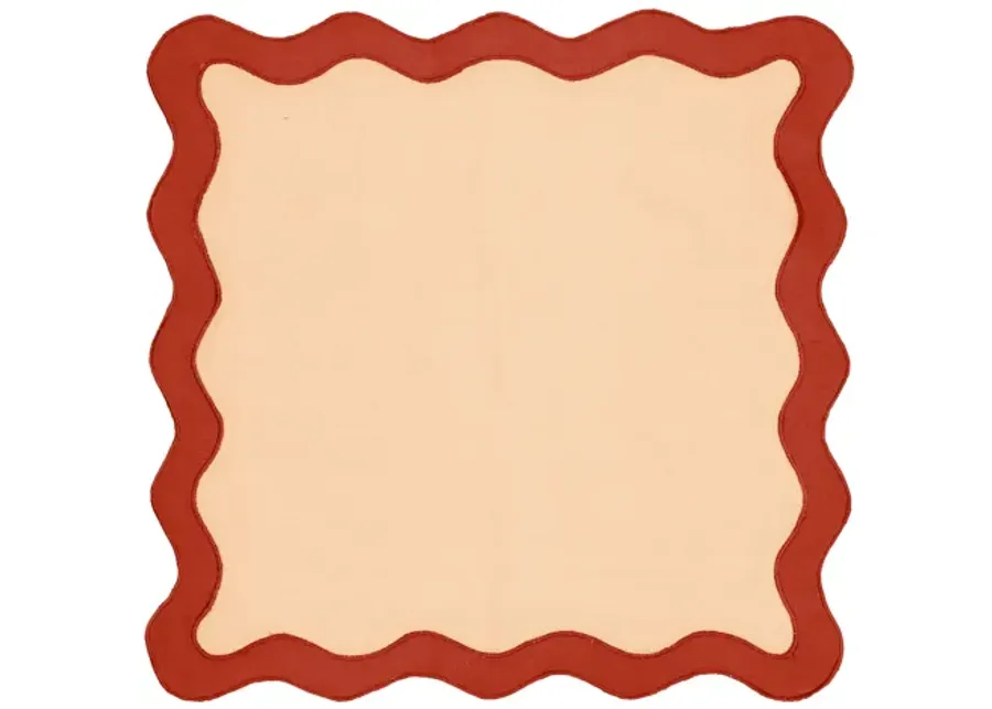Scalloped Edge Rust and Orange Cotton Placemat - Set of 4-Orange, Rust