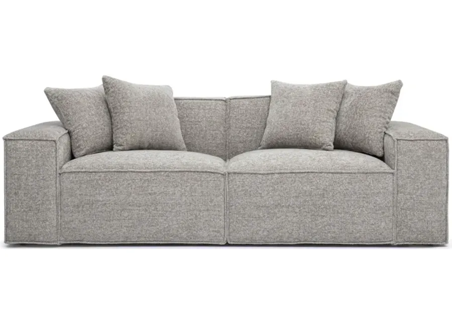 Mindy Taupe Chenille Basketweave Modular Loveseat-Taupe