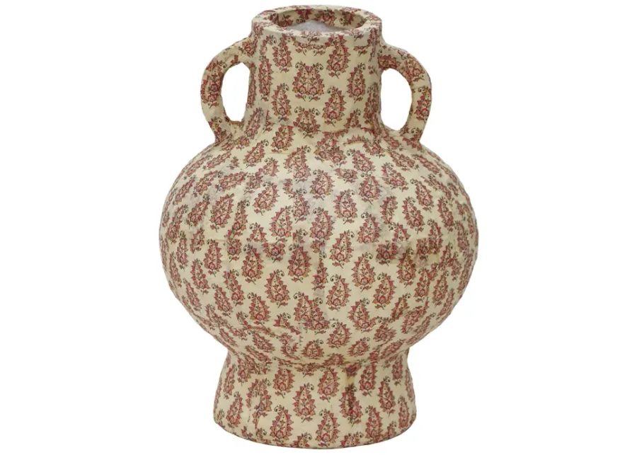 Cotton Mache Vase in Peach Paisley-Peach