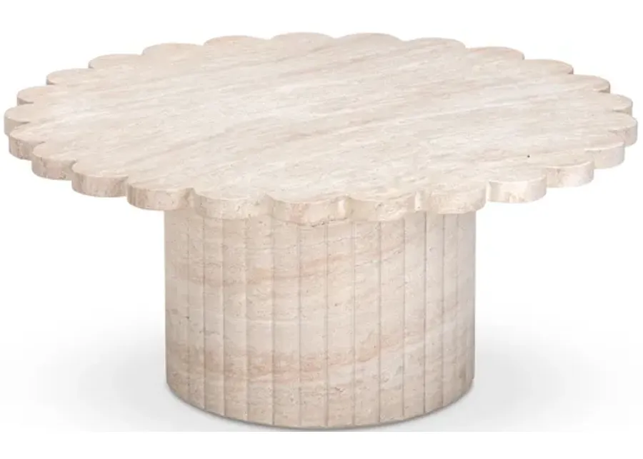 Blossom Washed Travertine Finish Indoor/Outdoor Coffee Table-Travertine