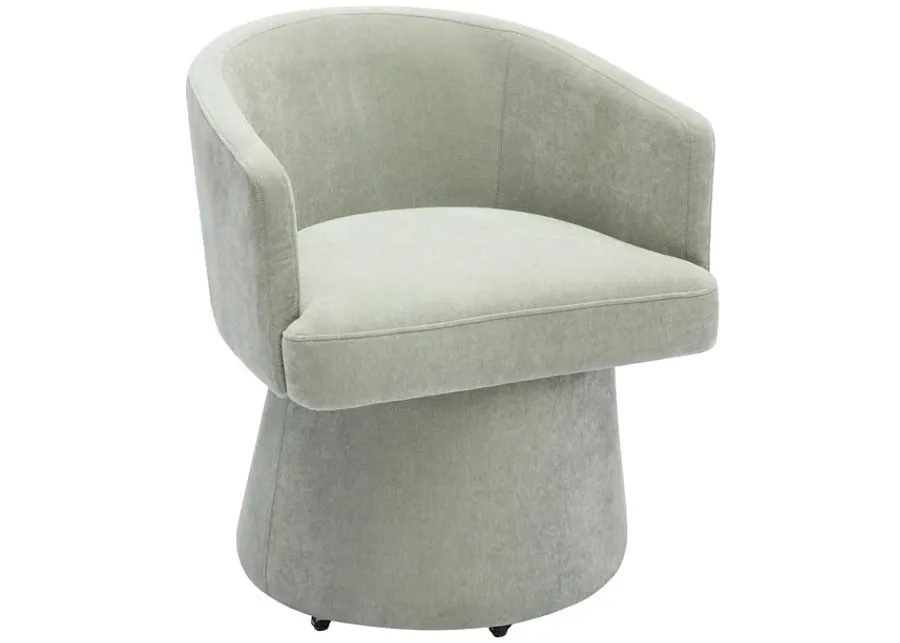 Kristen Light Green Upcycled Chenille Rolling Desk Chair-Green