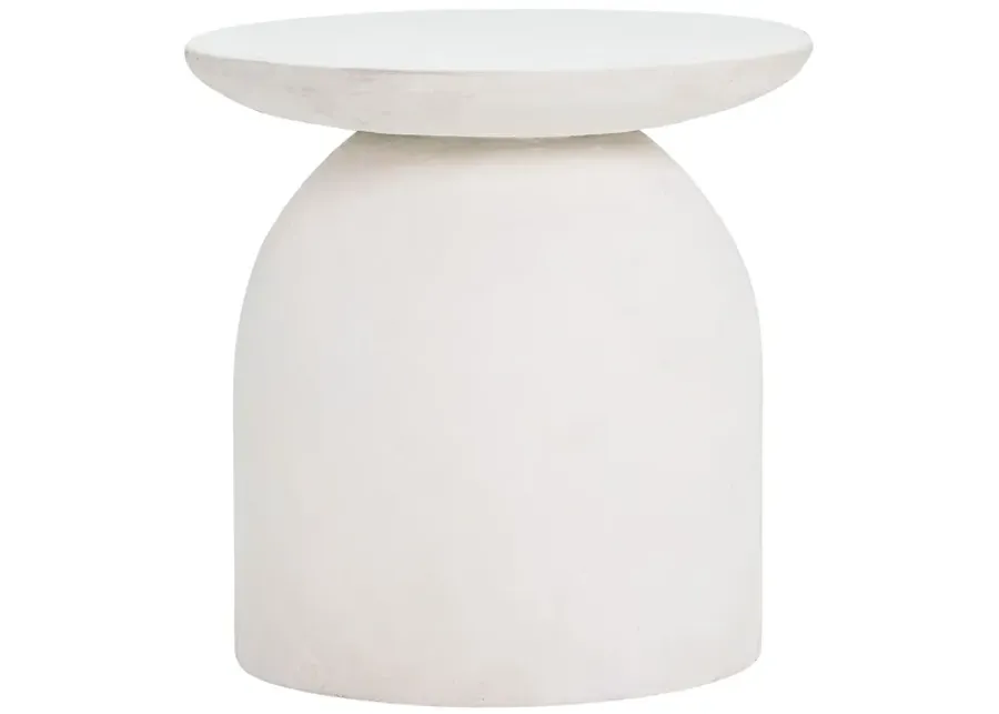Aloe White Concrete Side Table-White
