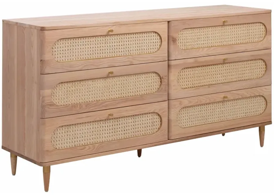 Carmen Cane 6 Drawer Dresser-Natural