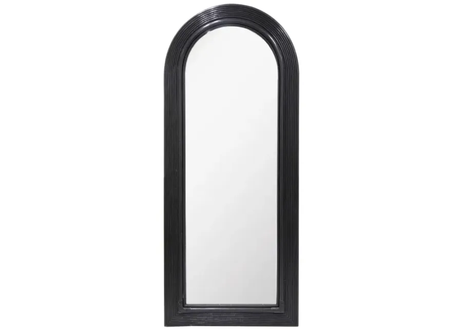 Tanya Black Rattan 70 inch Floor Mirror-Black