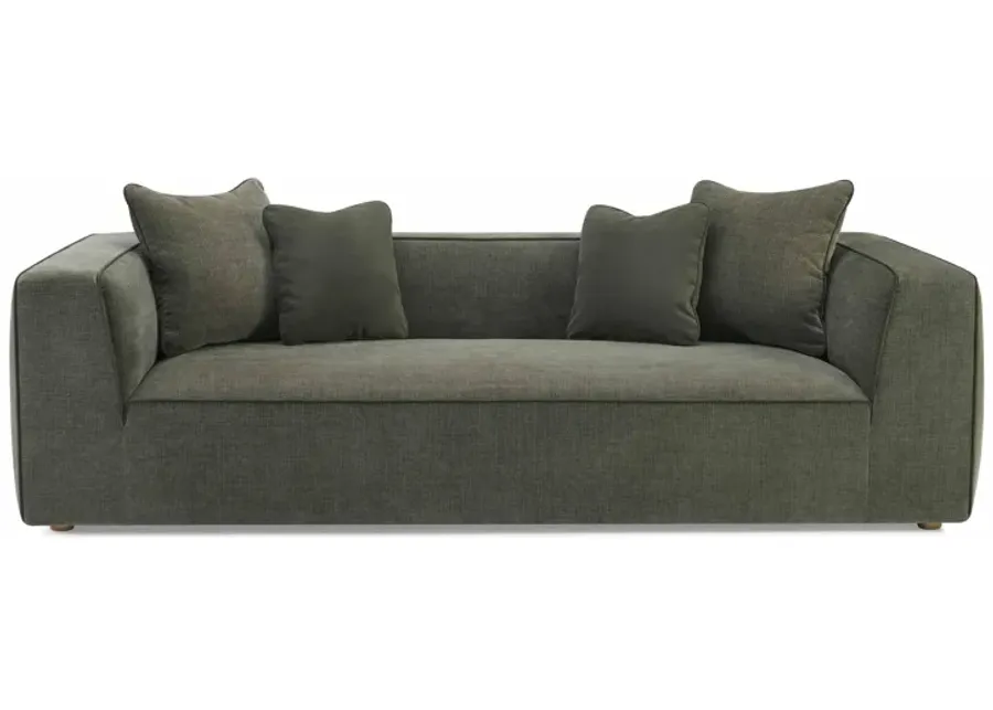 Tristine Olive Green Upcycled Basketweave Sofa-Olive Green