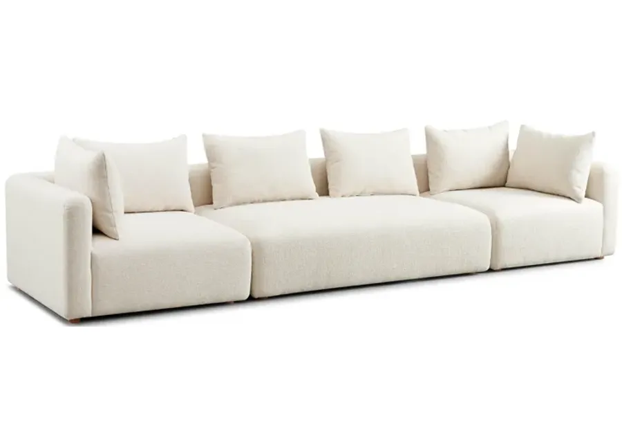 Hangover Cream Heavy Textured Fabric 145 inch Long Sofa-Cream
