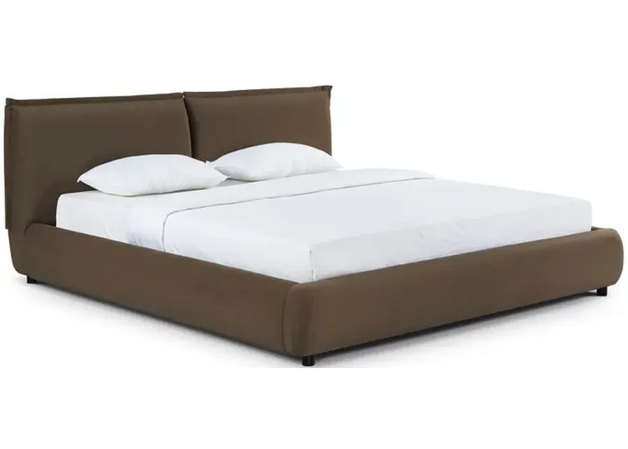 Mel Brown Faux Mohair King Bed-Brown