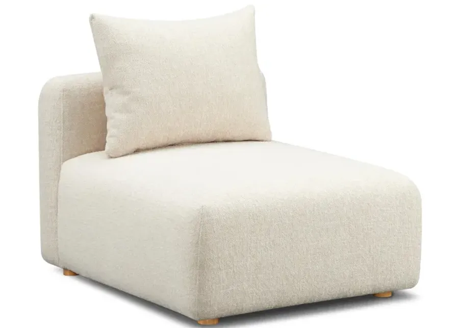 Hangover Cream Heavy Textured Fabric Modular Armless Chair-Cream