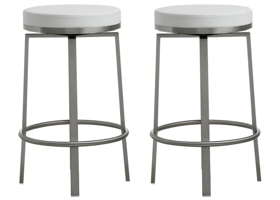 Pratt White Performance Vegan Leather Swivel Counter Stool - Set of 2-White