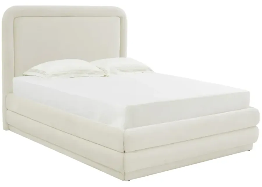 Briella Cream Velvet Bed in King-Cream
