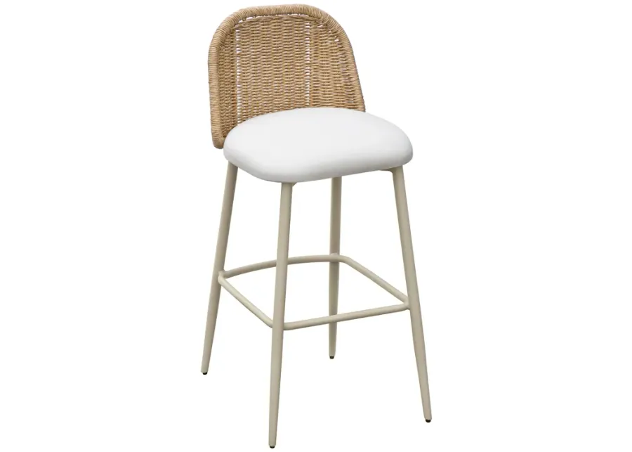 Alexa Cream Performance Fabric Outdoor Barstool-Natural
