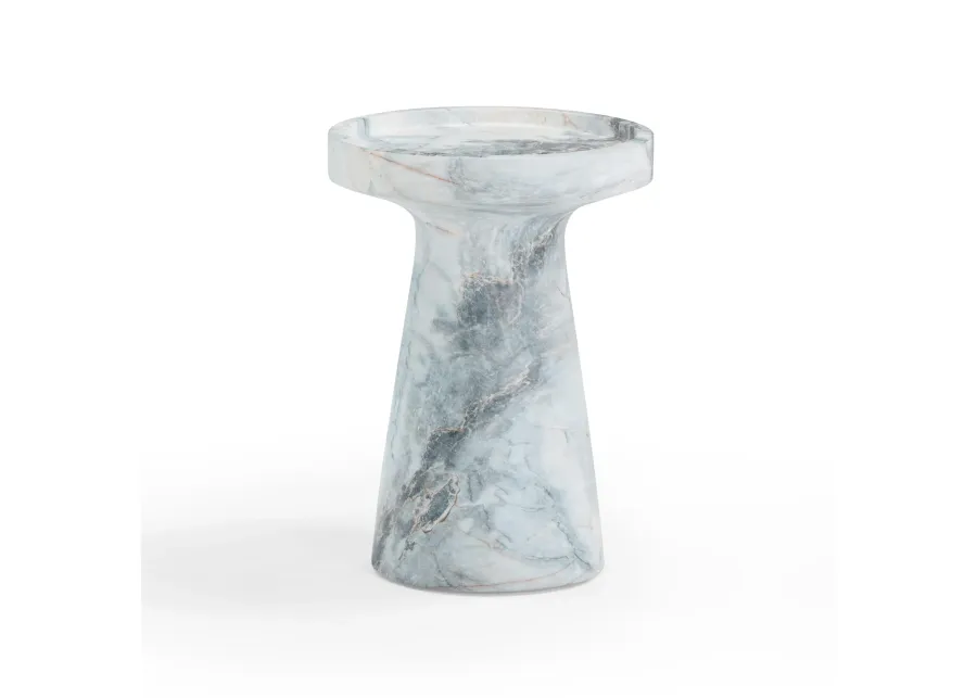 Zara Aegean Marble Indoor / Outdoor Side Table-Blue, White