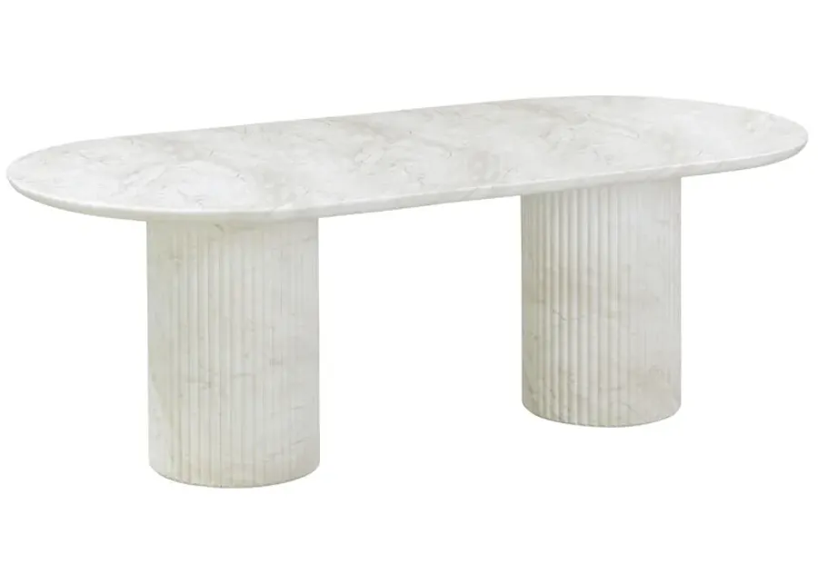 Brut White Marble Pattern Indoor/Outdoor Dining Table-White