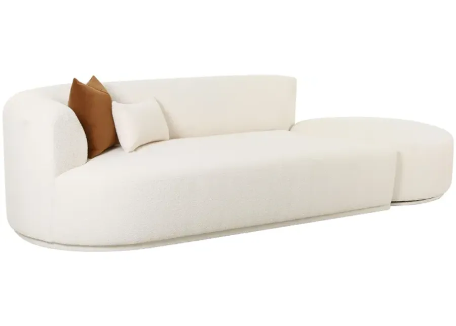 Fickle Cream Boucle 2-Piece Chaise Modular LAF Sofa-Cream