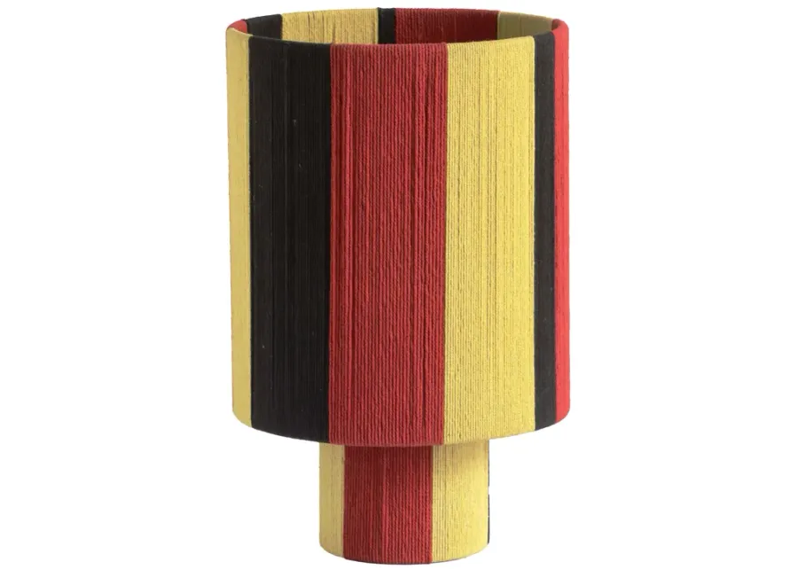 Guinevere Red and Yellow Striped Cotton Table Lamp-Black, Red, Yellow