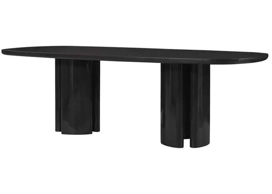 Zola Black Lacquer Oval Dining Table-Black