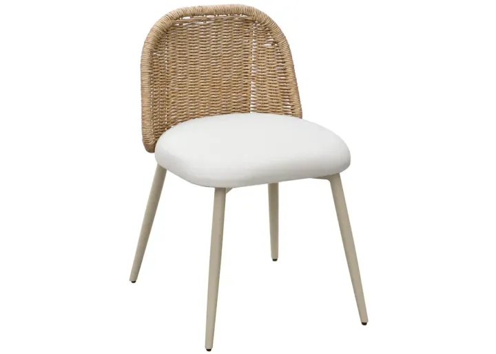 Alexa Cream Performance Fabric Outdoor Dining Chair-Cream