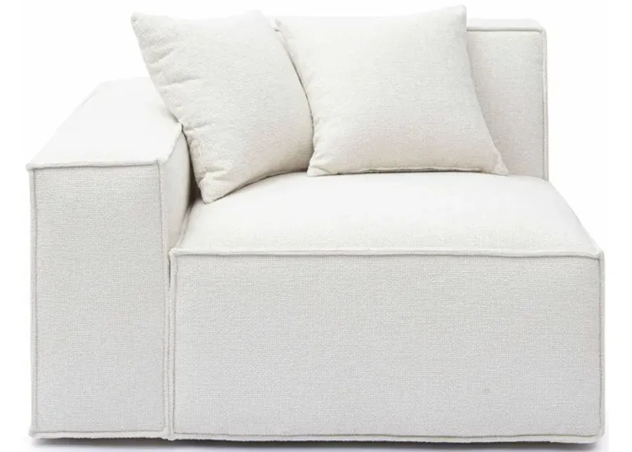 Mindy Cream Chenille Basketweave LAF Corner Chair-Cream