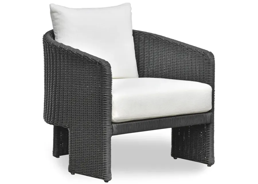 Alexa Black Rattan Performance Fabric Outdoor Armchair-Black
