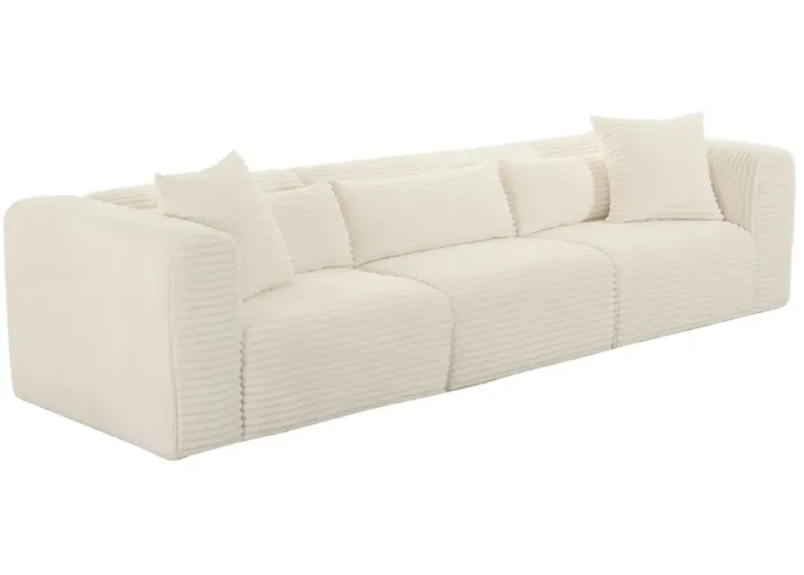 Tarra Fluffy Oversized Cream Corduroy Modular Sofa-Cream