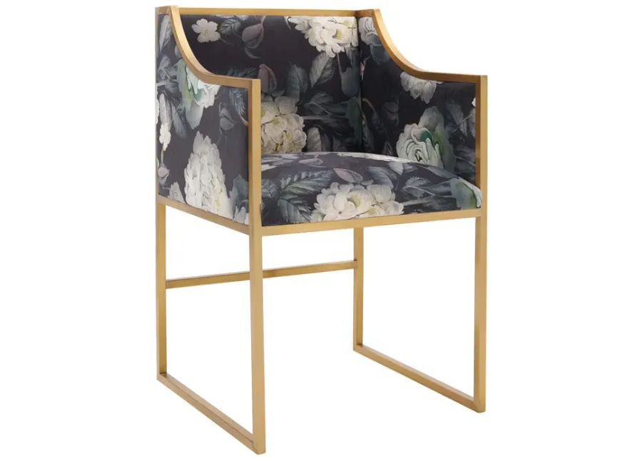Atara Floral Velvet Gold Chair-Floral