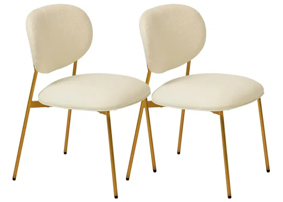 McKenzie Cream Boucle & Performance Vegan Leather Stackable Dining Chair - Set of 2-Cream