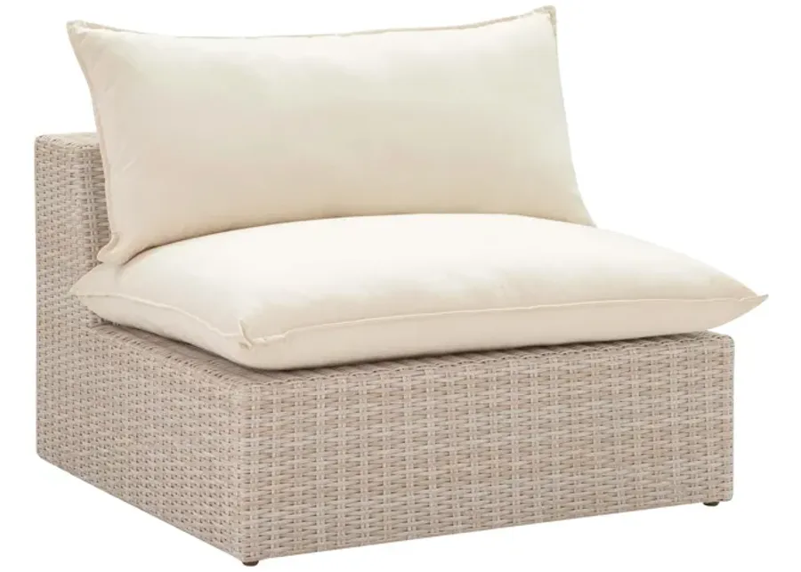 Cali Natural Wicker Outdoor Armless Chair-Cream, Natural