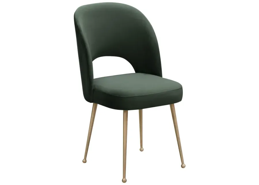 Swell Forest Green Velvet Chair-Forest Green
