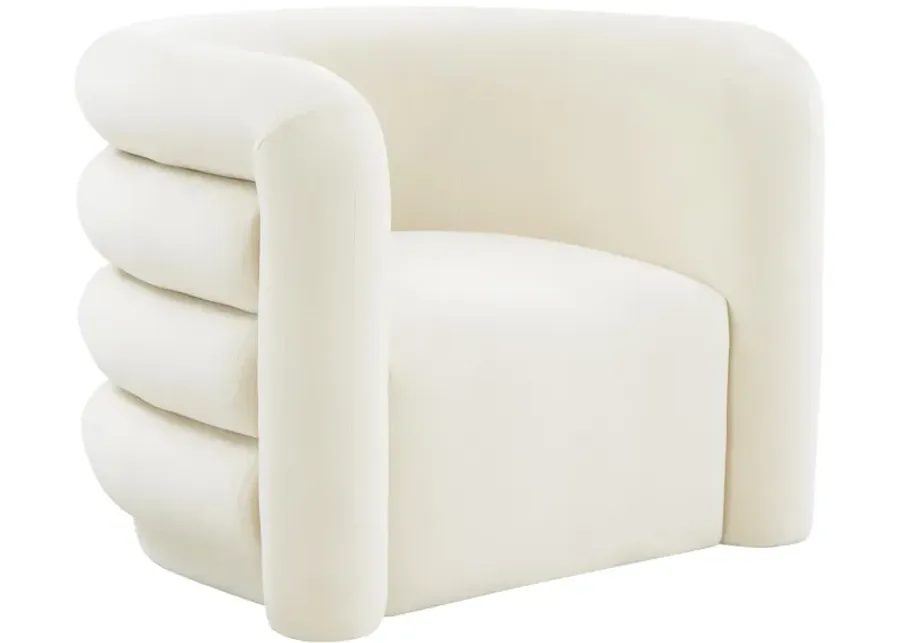 Curves Cream Velvet Lounge Chair-Cream