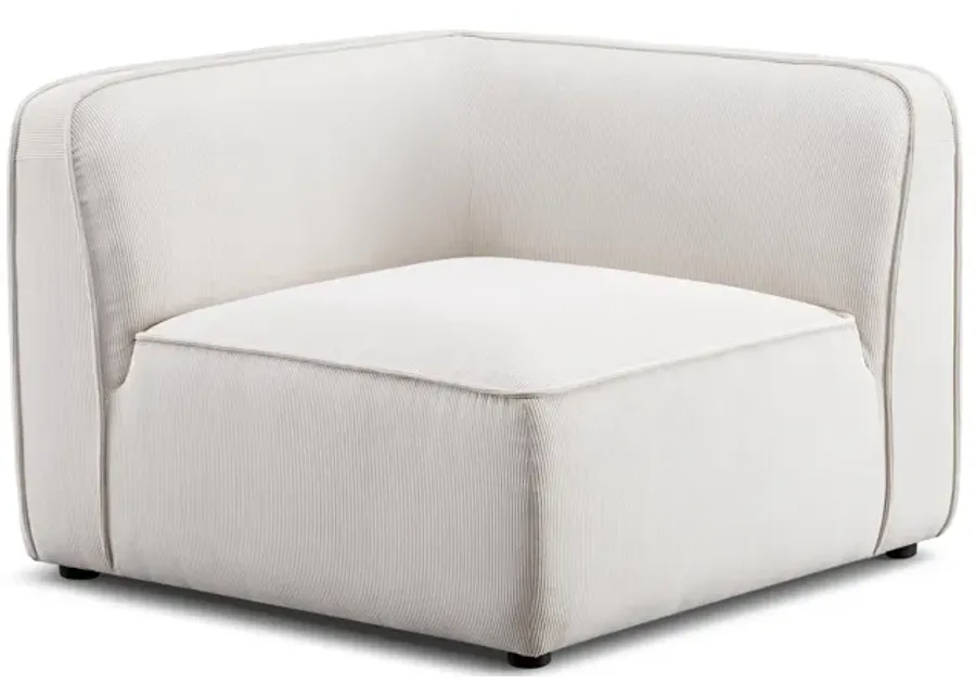 Travie White Sand Performance Corduroy Velvet Corner Chair-White Sand