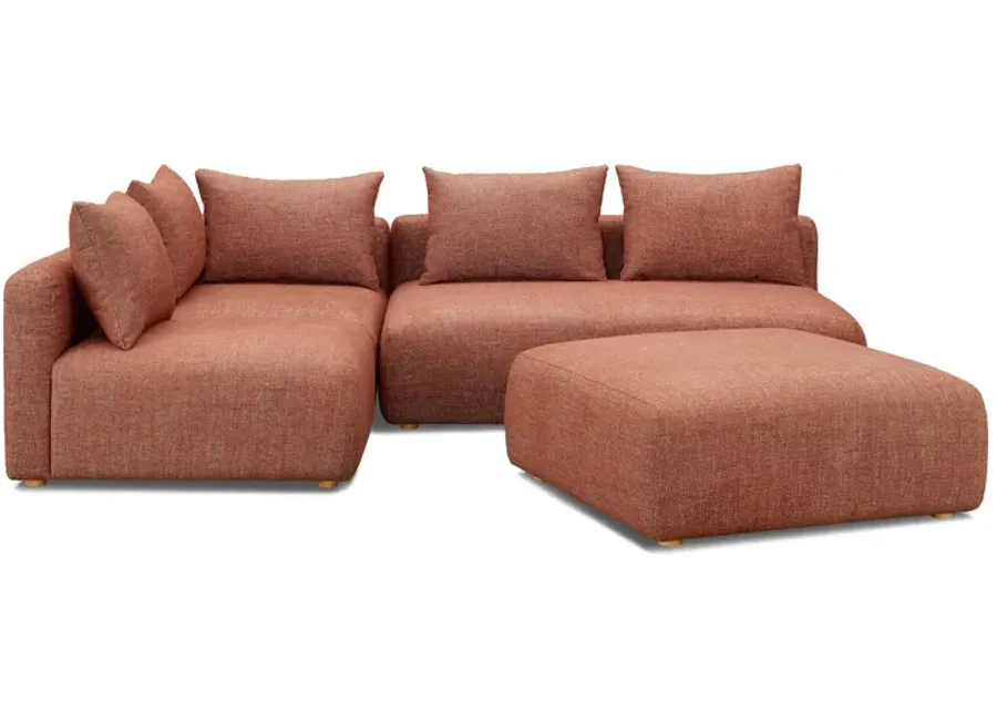 Hangover Sedona Red Textured Fabric 4-Piece Modular Chaise Sectional-Red