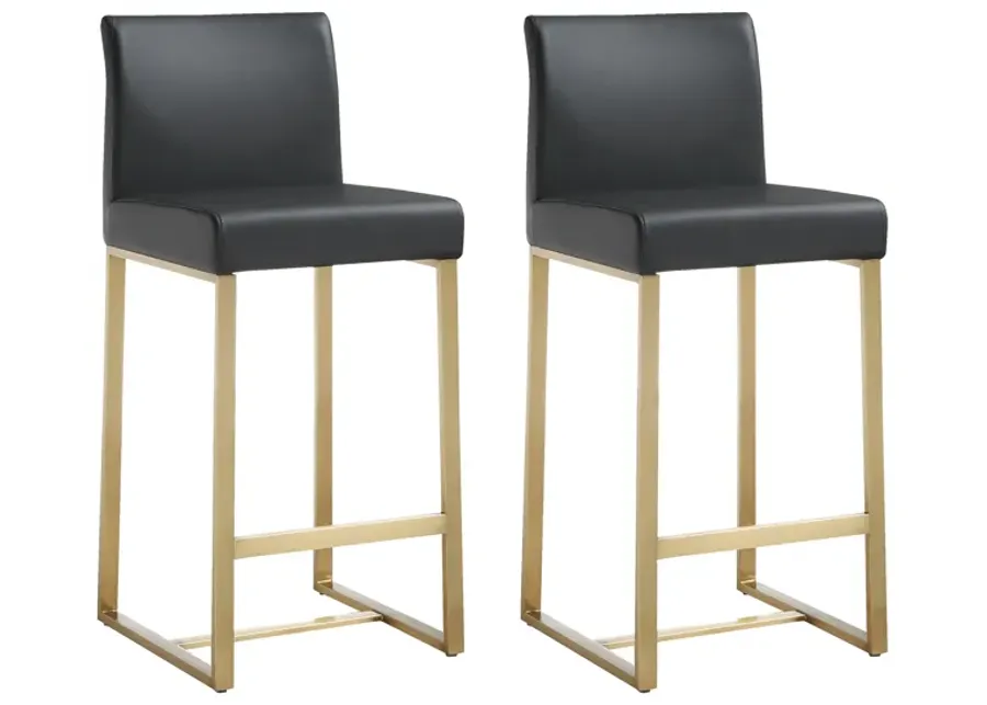 Denmark Black Performance Vegan Leather and Gold Steel Counter Stool - Set of 2-Black 1 94973-denmark-black-performance-vegan-leather-and-gold-steel-counter-stool-set-of-2-black-1.webp
