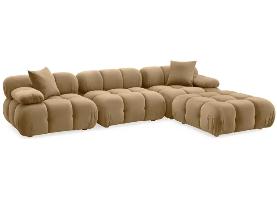 Calliope Cafe Au Lait Performance Velvet 4-piece Modular Sectional-Cafe Au Lait