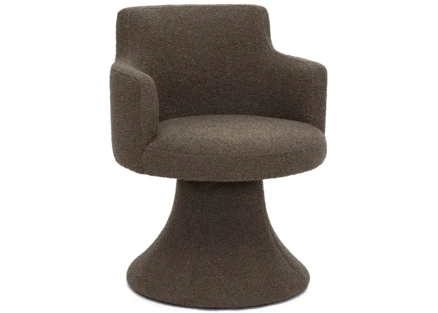 Jeffree Chocolate Brown Performance Boucle Swivel Dining Chair-Chocolate Brown