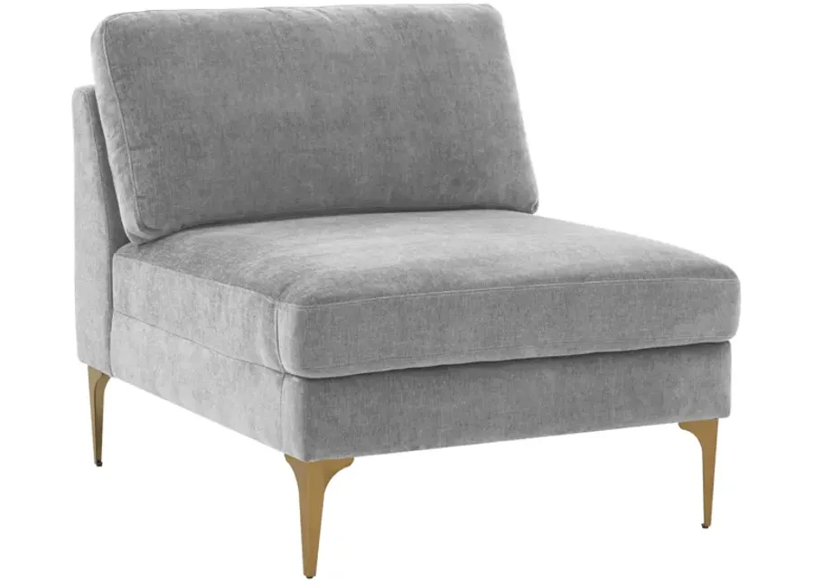 Serena Gray Velvet Armless Chair-Grey