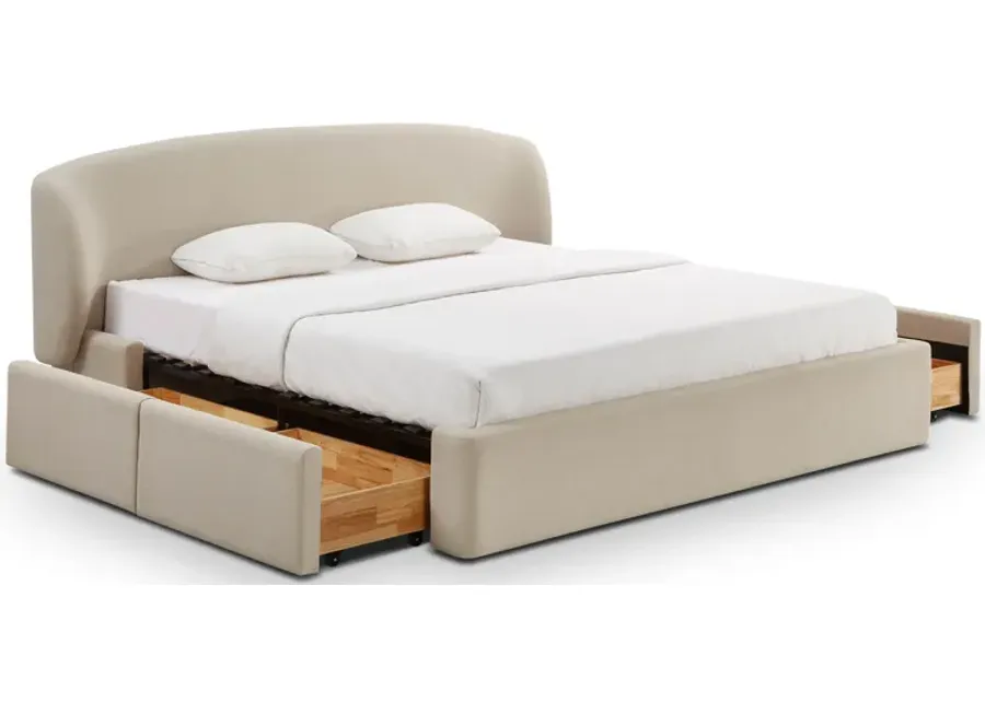 Corey Taupe Upcycled Linen King Storage Bed-Taupe