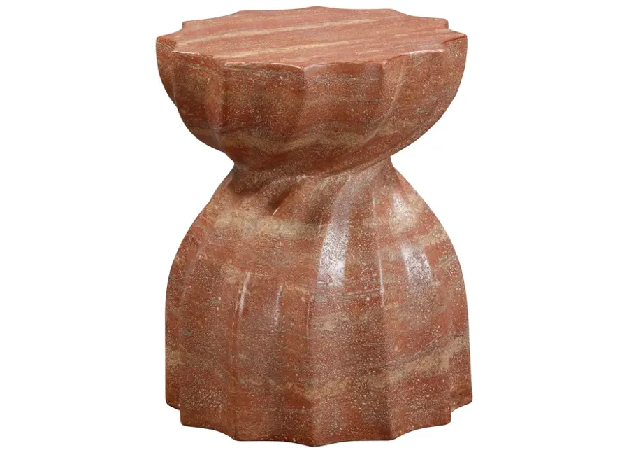Turin Faux Red Sandstone Indoor / Outdoor Concrete Stool-Red
