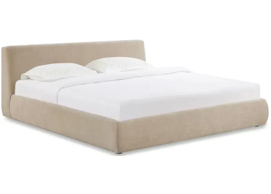 Isla Taupe Textured Velvet King Bed-Taupe