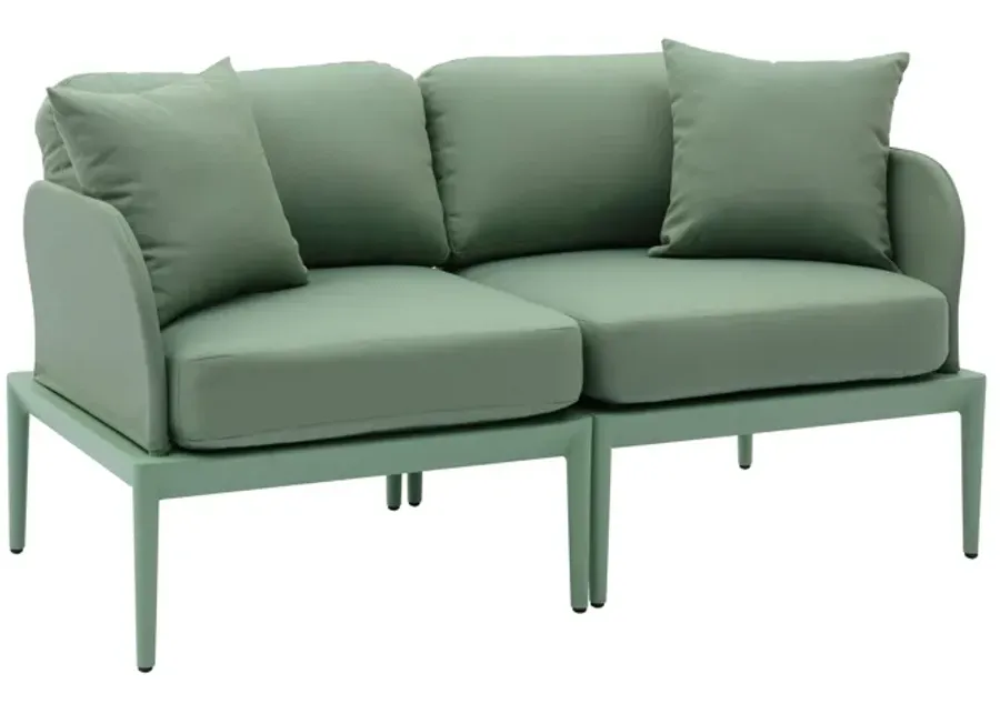 Kapri Moss Green Modular Outdoor Loveseat-Moss Green