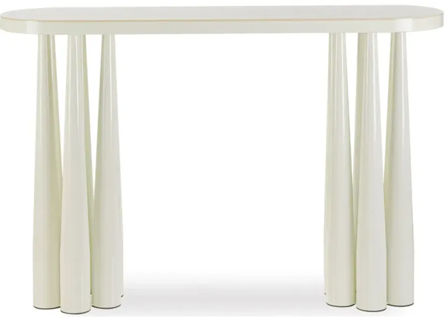 Titan Cream Glossy Console Table-Cream