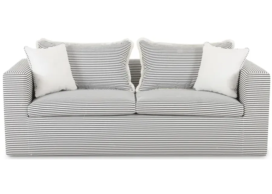 Salty Black Striped Indoor/Outdoor Sofa-Black