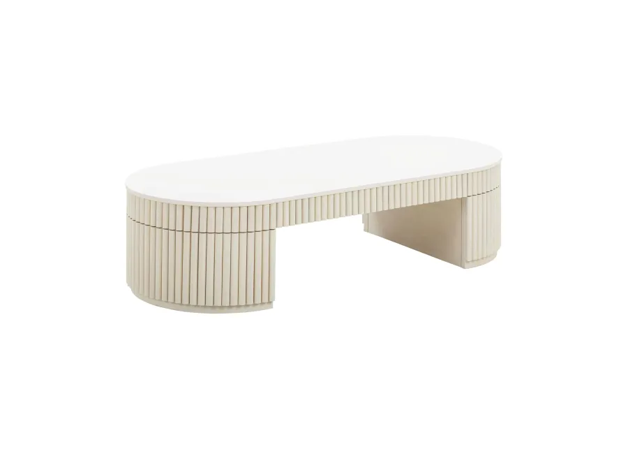 Bella Cream Oval Coffee Table-Cream