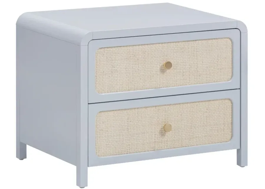 Patty Pastel Blue Rattan 2 Drawer Nightstand-Blue