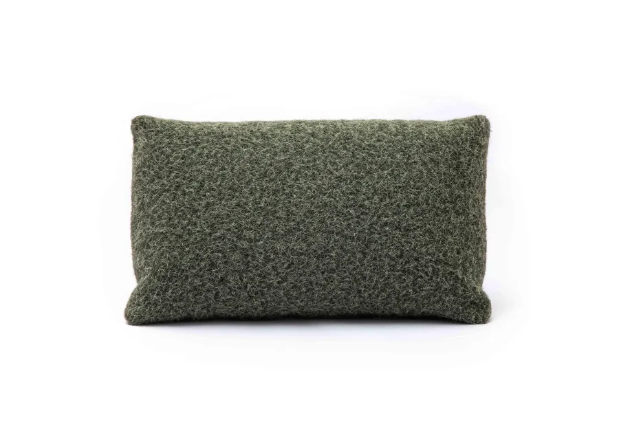 Malolo Green Long Mohair 20 x 12 inch Rectangular Vegan-Down Pillow-Green