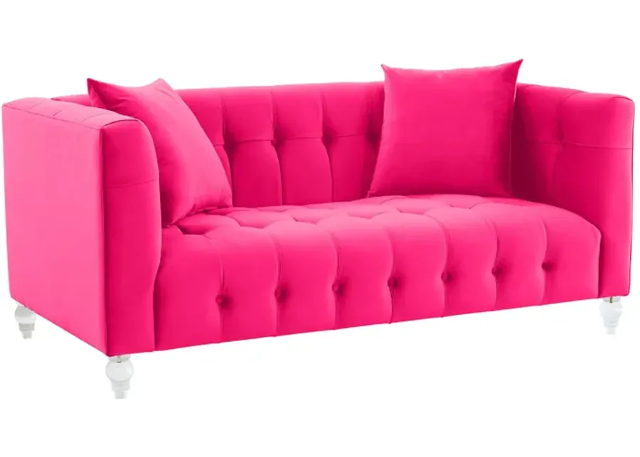 Bea Hot Pink Velvet Loveseat-Pink 1 95297-bea-hot-pink-velvet-loveseat-pink-1.webp